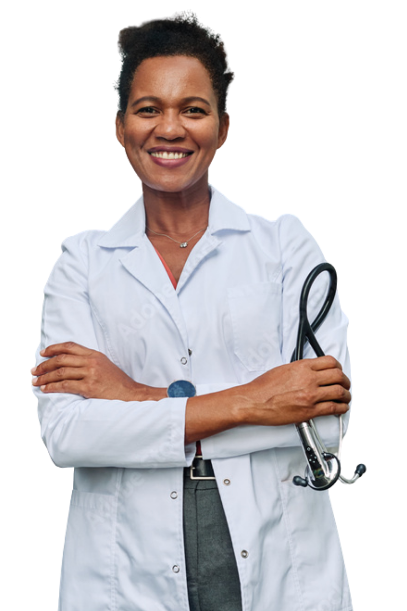 np standing with stethoscope