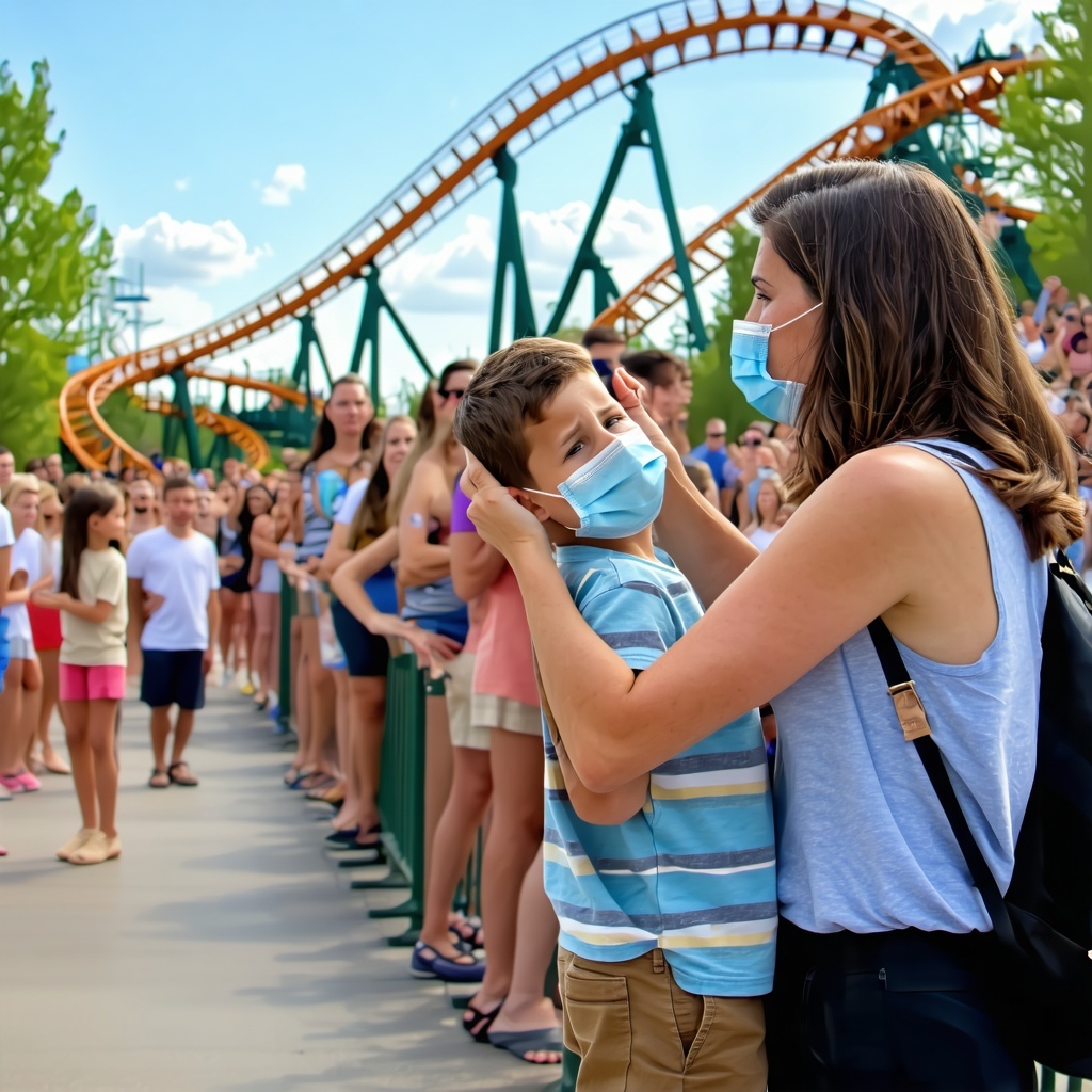 theme park and roller coaster