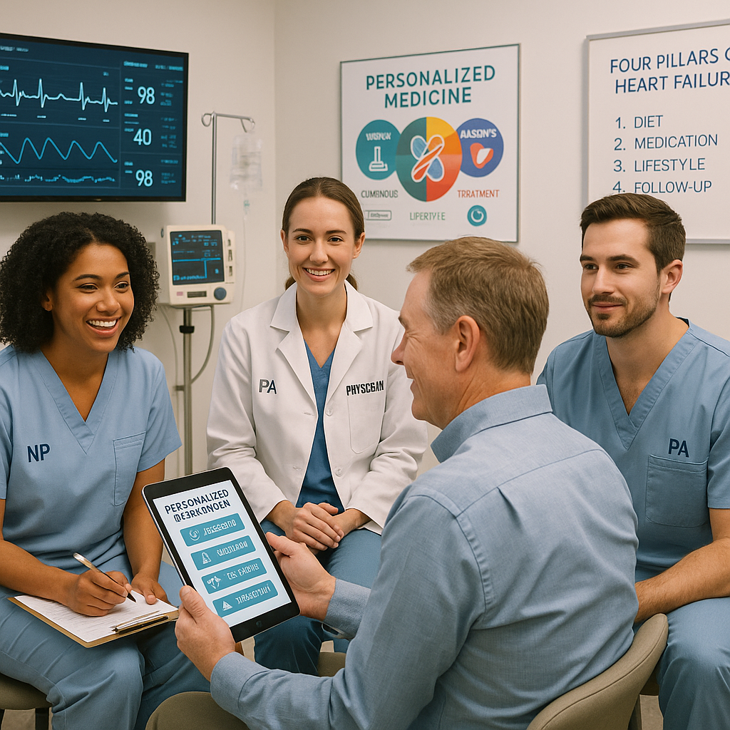 patient reviewing health data with team of providers
